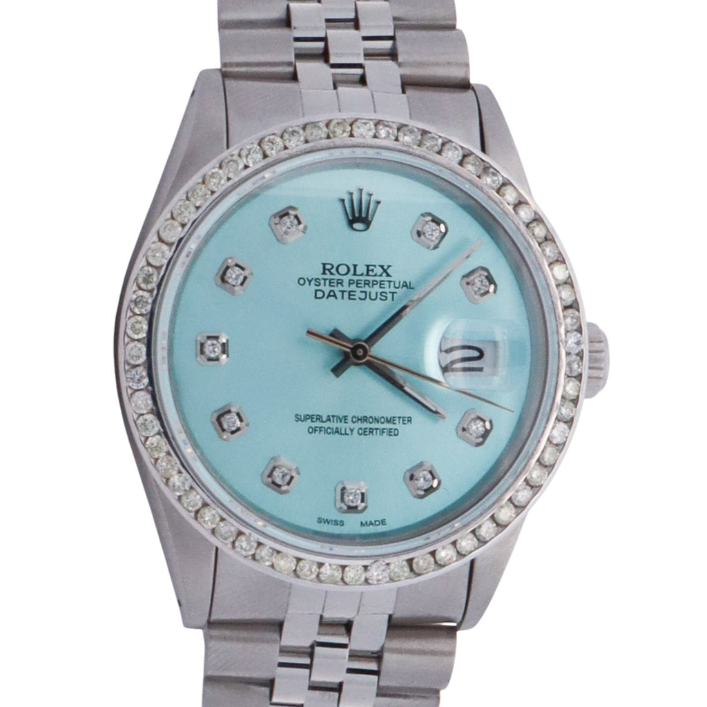 ティファニーブルー。2点 Rolex Datejust 36mm Tiffany Blue Dial Watch Ref# 16234