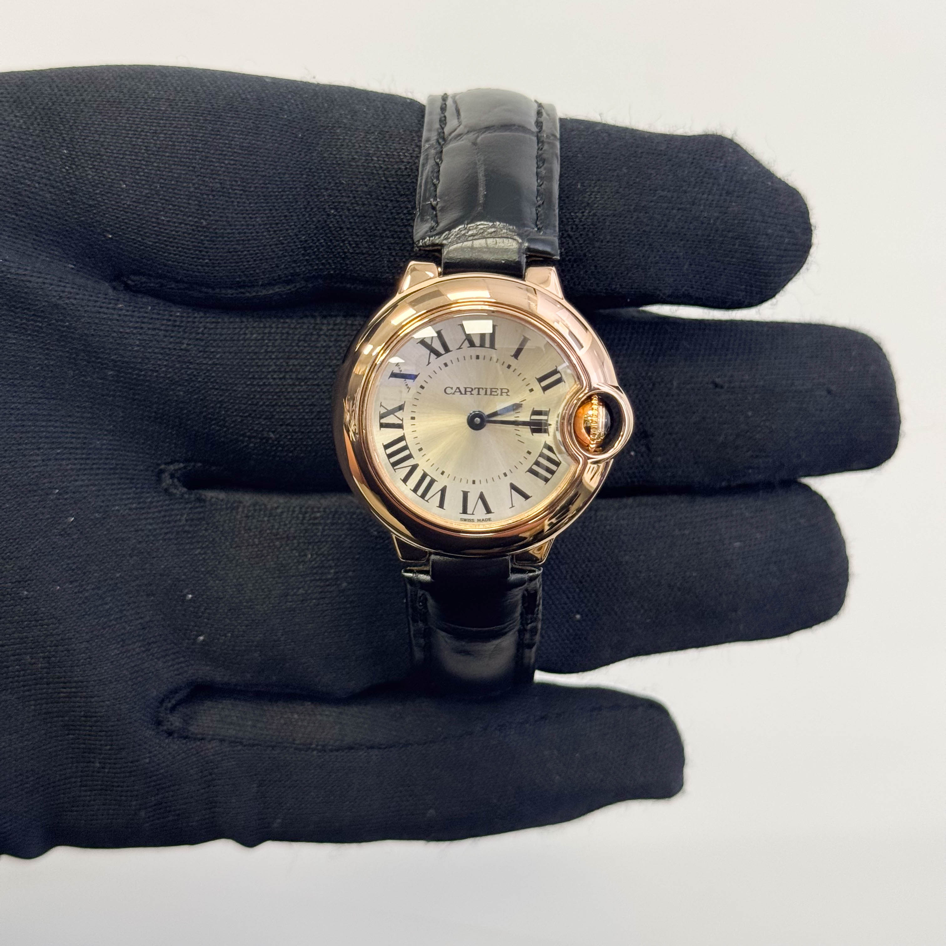 Cartier Ballon Bleu de Rose Gold 28.6mm Silver Dial Watch Ref# W6900256 - Happy Jewelers Fine Jewelry Lifetime Warranty