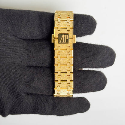 Audemars Piguet Royal Oak Frosted 34mm  Yellow Gold Sand Plated Dial Watch Ref# 77450BA.GG.1361BA.01