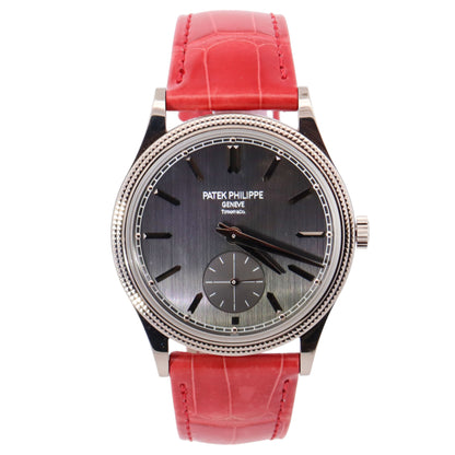 Patek Philippe Calatrava 39mm Tiffany & Co Stamped Grey Watch Dial Ref# 6119G-001 - Happy Jewelers Fine Jewelry Lifetime Warranty
