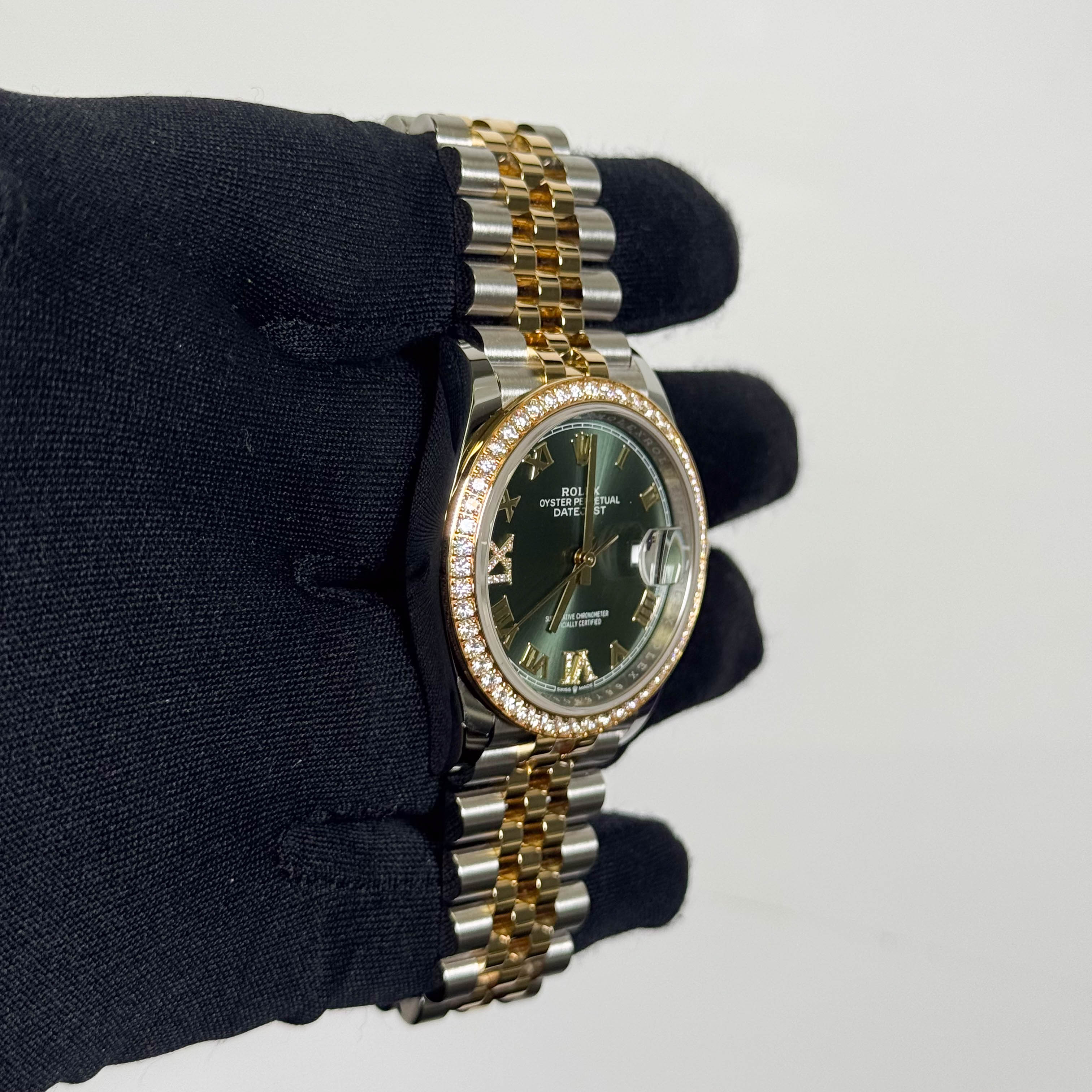 Rolex Datejust 36mm Green Roman Diamond Dial Ref# 126283RBR - Happy Jewelers Fine Jewelry Lifetime Warranty