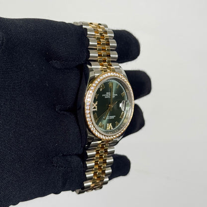 Rolex Datejust 36mm Green Roman Diamond Dial Ref# 126283RBR - Happy Jewelers Fine Jewelry Lifetime Warranty