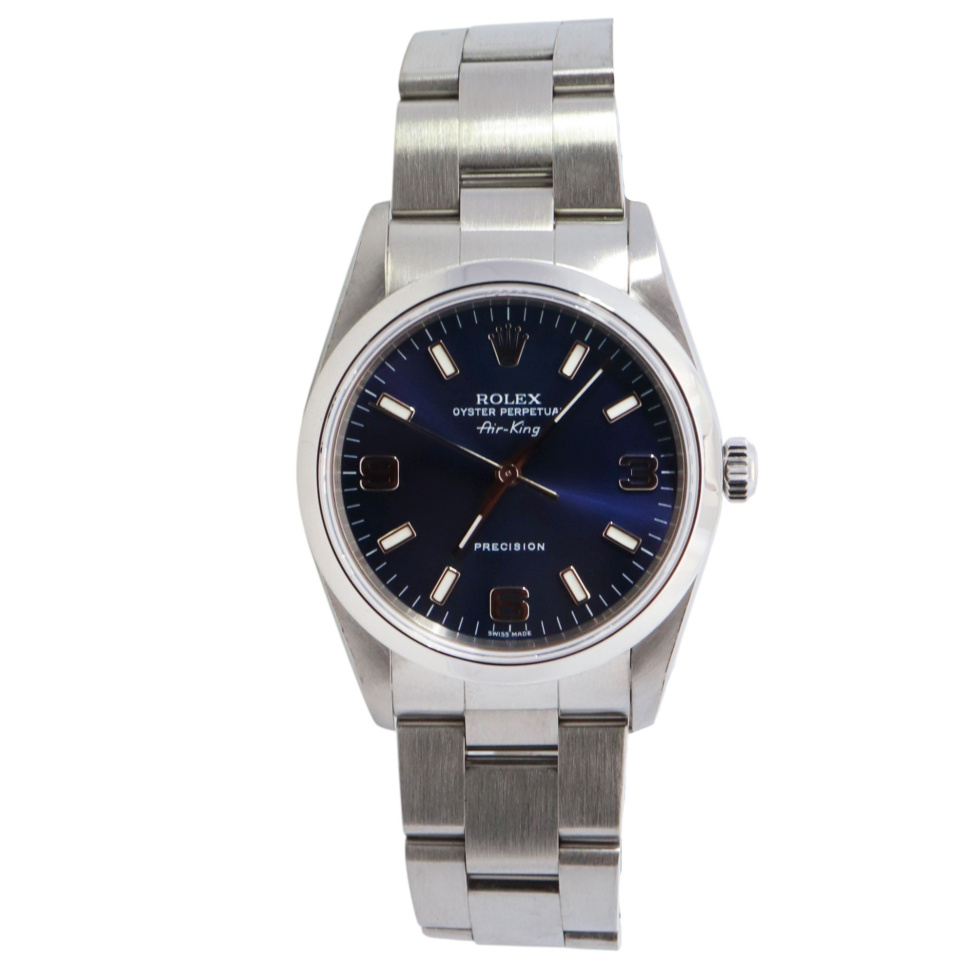 Rolex Air-King 34mm Blue Dial Watch Ref# 14000 - Happy Jewelers Fine Jewelry Lifetime Warranty