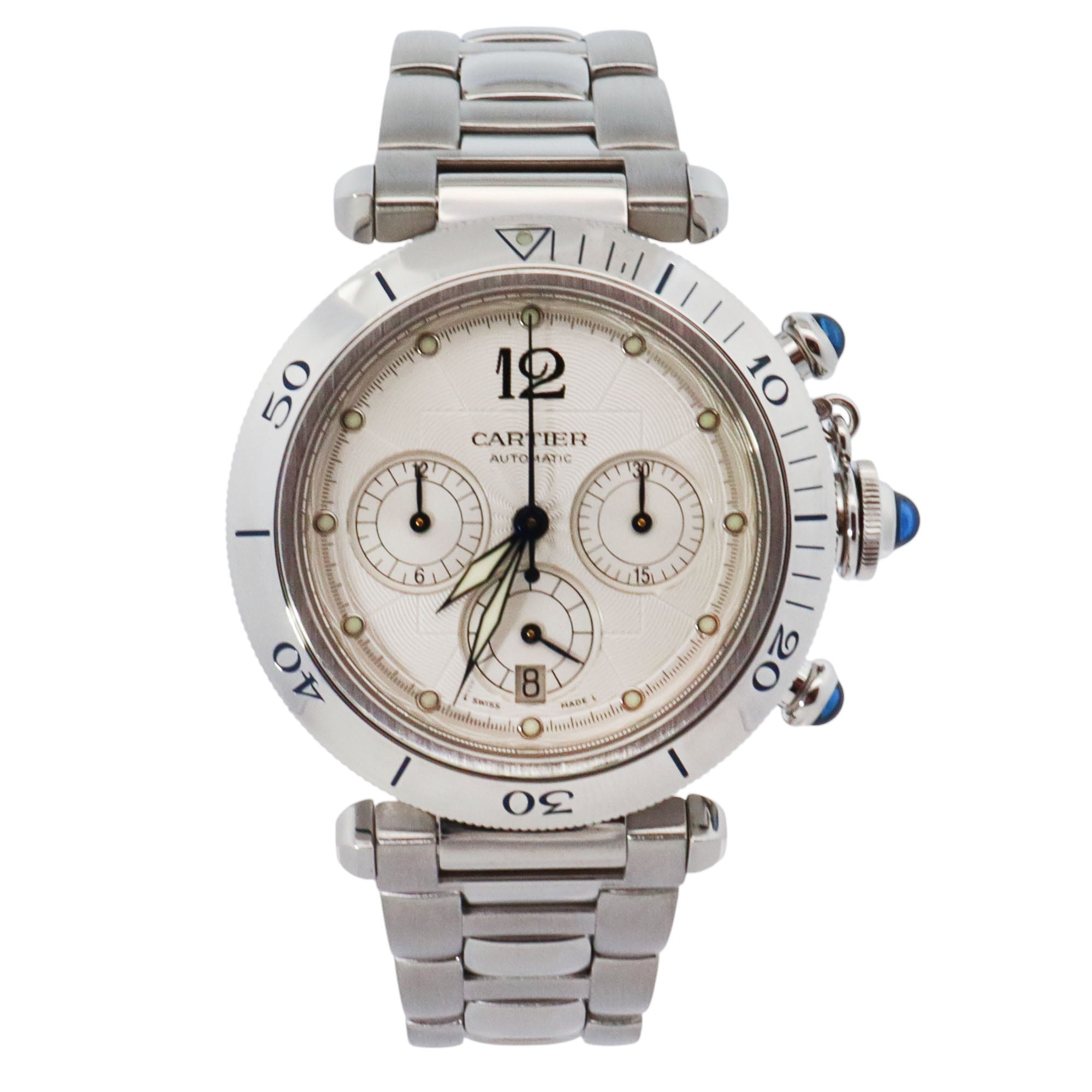 Cartier Pasha 38mm Silver Dial Watch Ref# W31030H3 - Happy Jewelers Fine Jewelry Lifetime Warranty