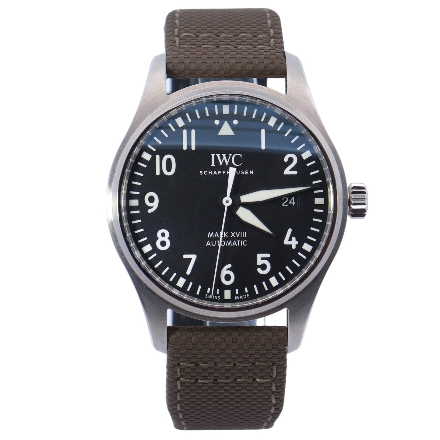 IWC Pilots Watch Mark XVIII Stainless Steel Black Arabic Dial Watch Reference# IW327009 - Happy Jewelers Fine Jewelry Lifetime Warranty