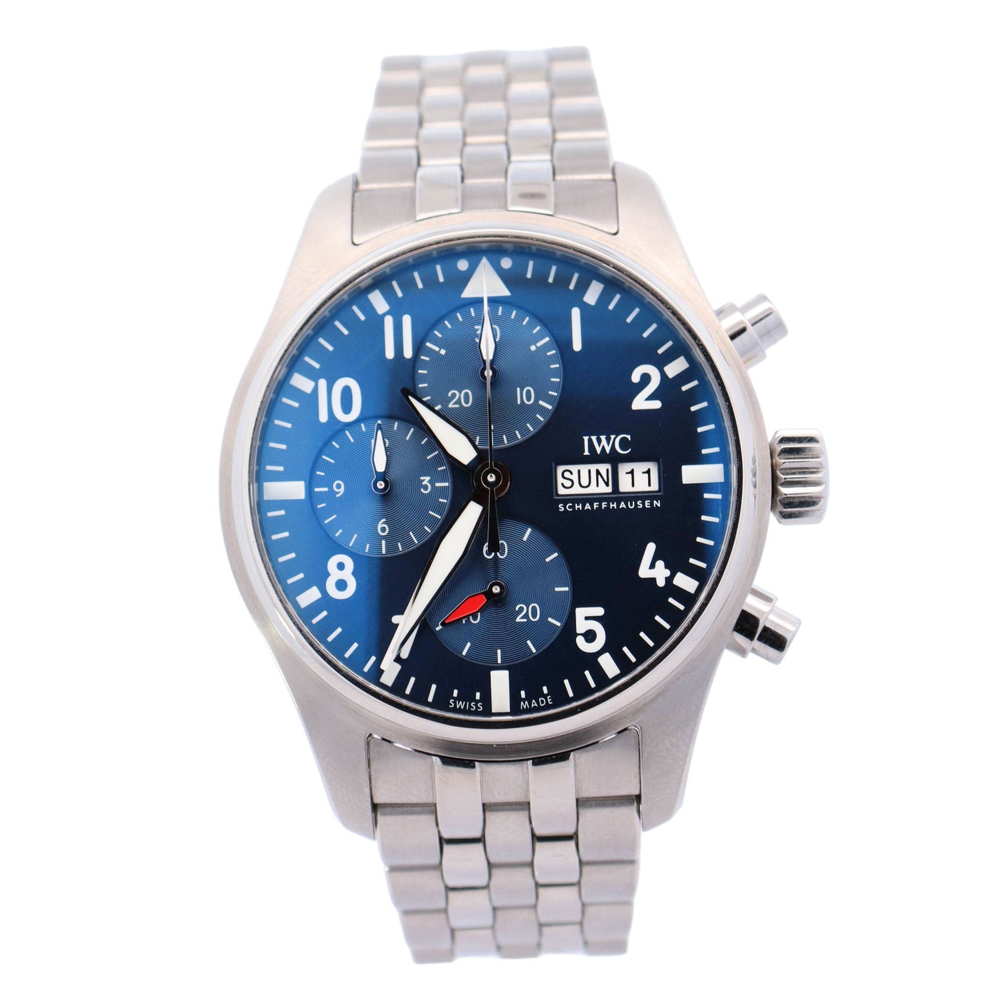 IWC Pilot Chronograph Stainless Steel 41mm Blue Dial Watch Reference #: IW388102 - Happy Jewelers Fine Jewelry Lifetime Warranty