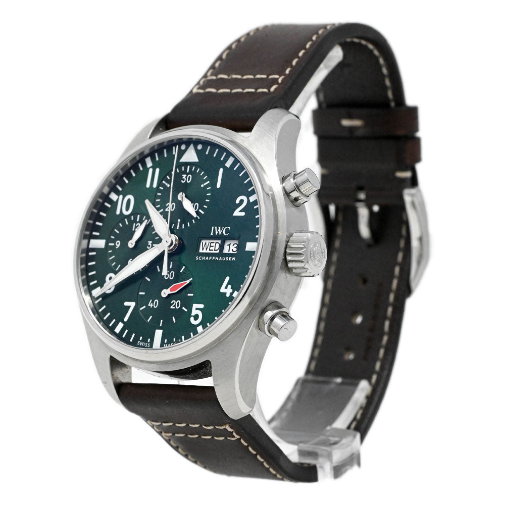 IWC Men's Pilot's Watch Stainless Steel 41mm Green Chronograph Dial Watch Reference #: IW388103 - Happy Jewelers Fine Jewelry Lifetime Warranty