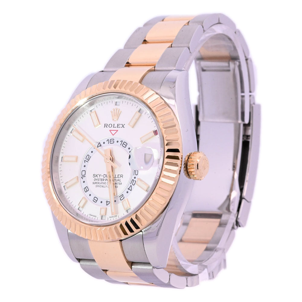 Rolex Sky-Dweller Two-Tone Stainless Steel & Yellow Gold 42mm White Stick Dial Watch Reference# 326933 - Happy Jewelers Fine Jewelry Lifetime Warranty