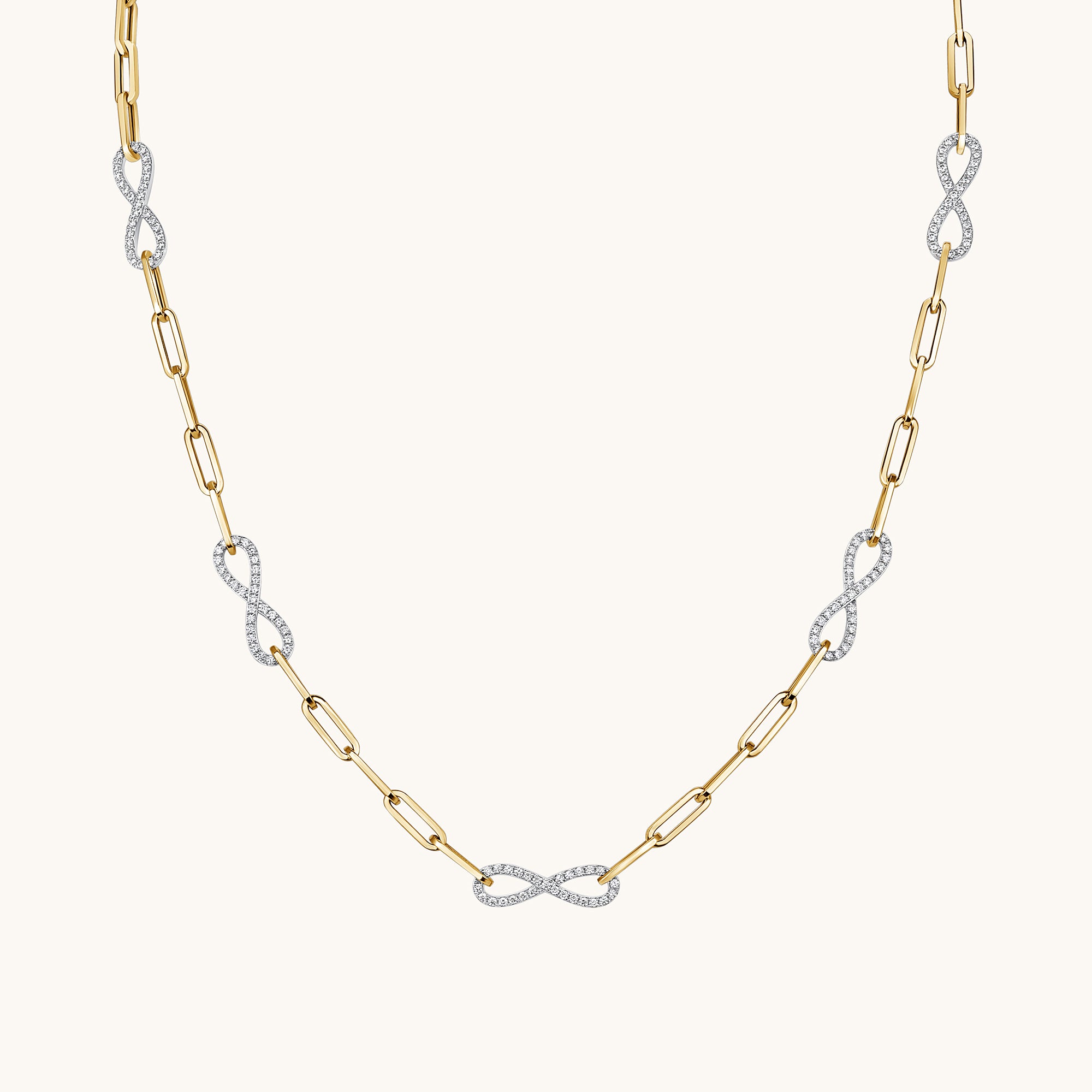 Two Tone Gold Infinity Paperclip Chain Necklace