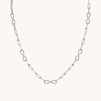 White Gold Infinity Paperclip Chain Necklace