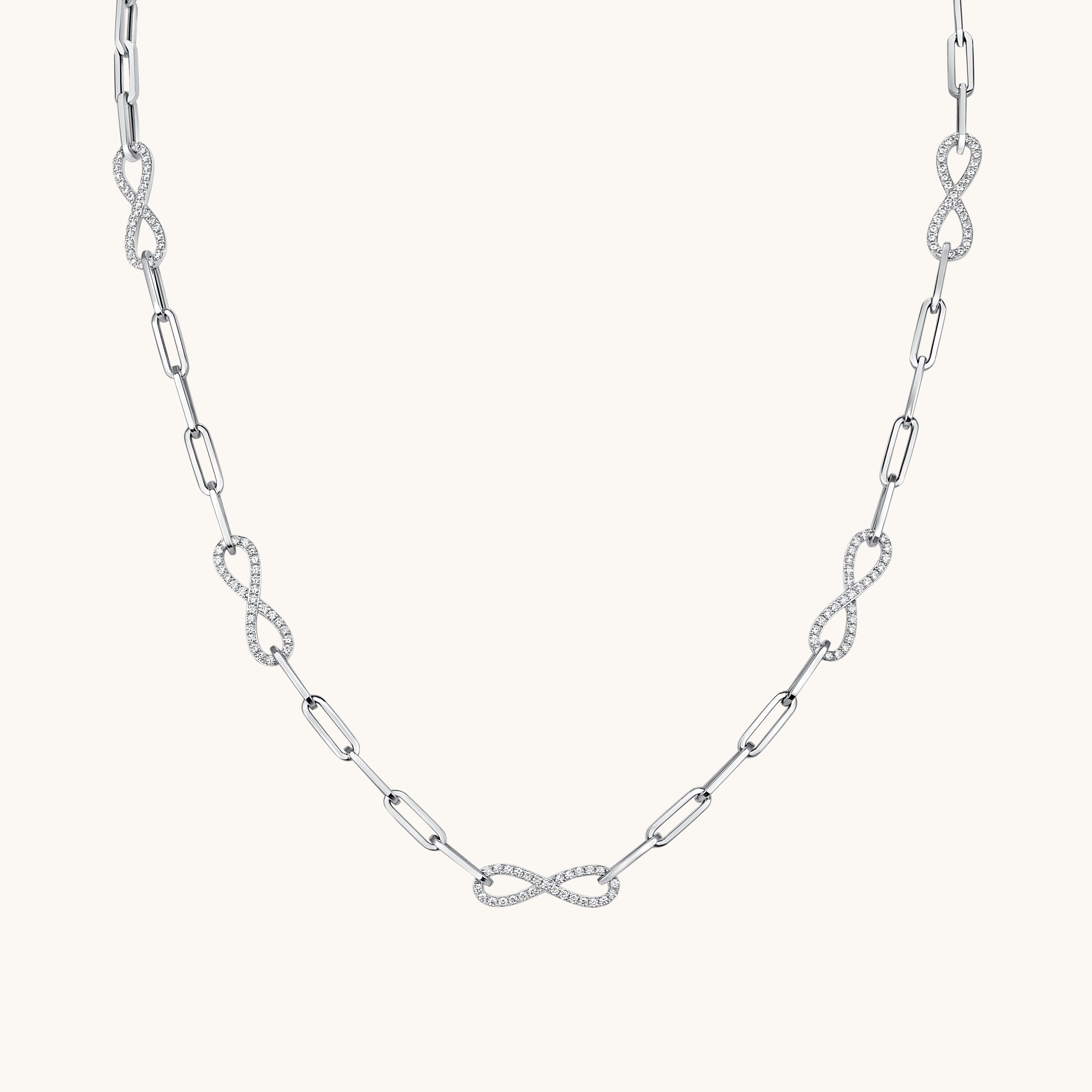 White Gold Infinity Paperclip Chain Necklace