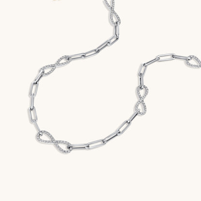 White Gold Infinity Paperclip Chain Necklace