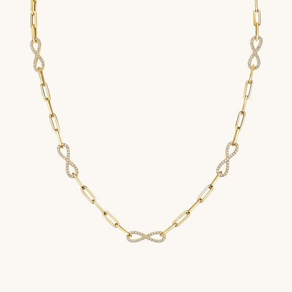 Yellow Gold Infinity Paperclip Chain Necklace