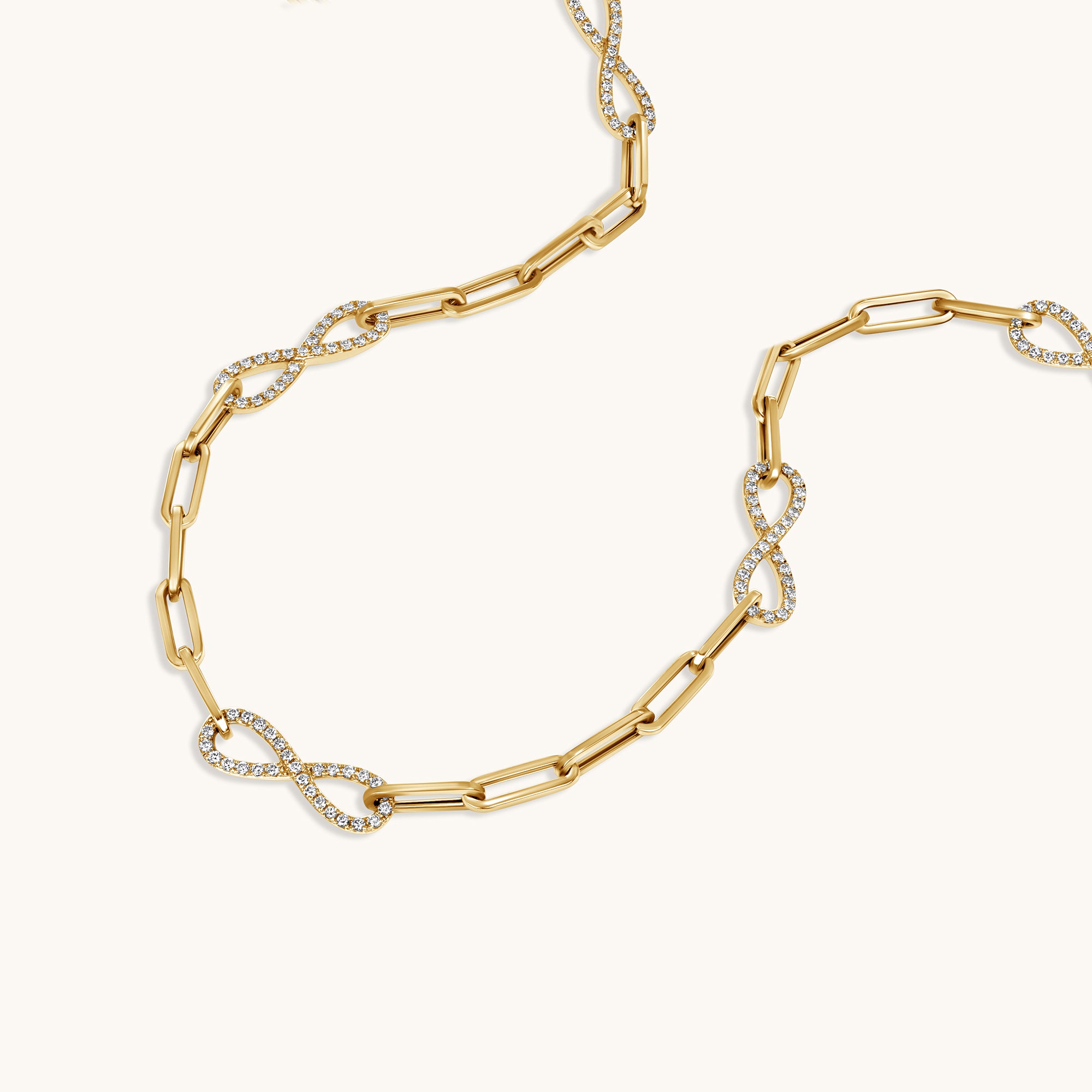 Yellow Gold Infinity Paperclip Chain Necklace