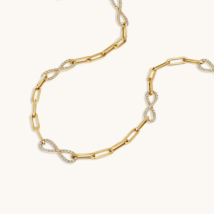 Yellow Gold Infinity Paperclip Chain Necklace