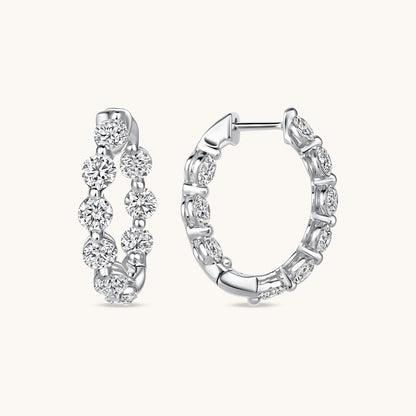 White Gold Inside Out Lab Diamond Hoop Earrings