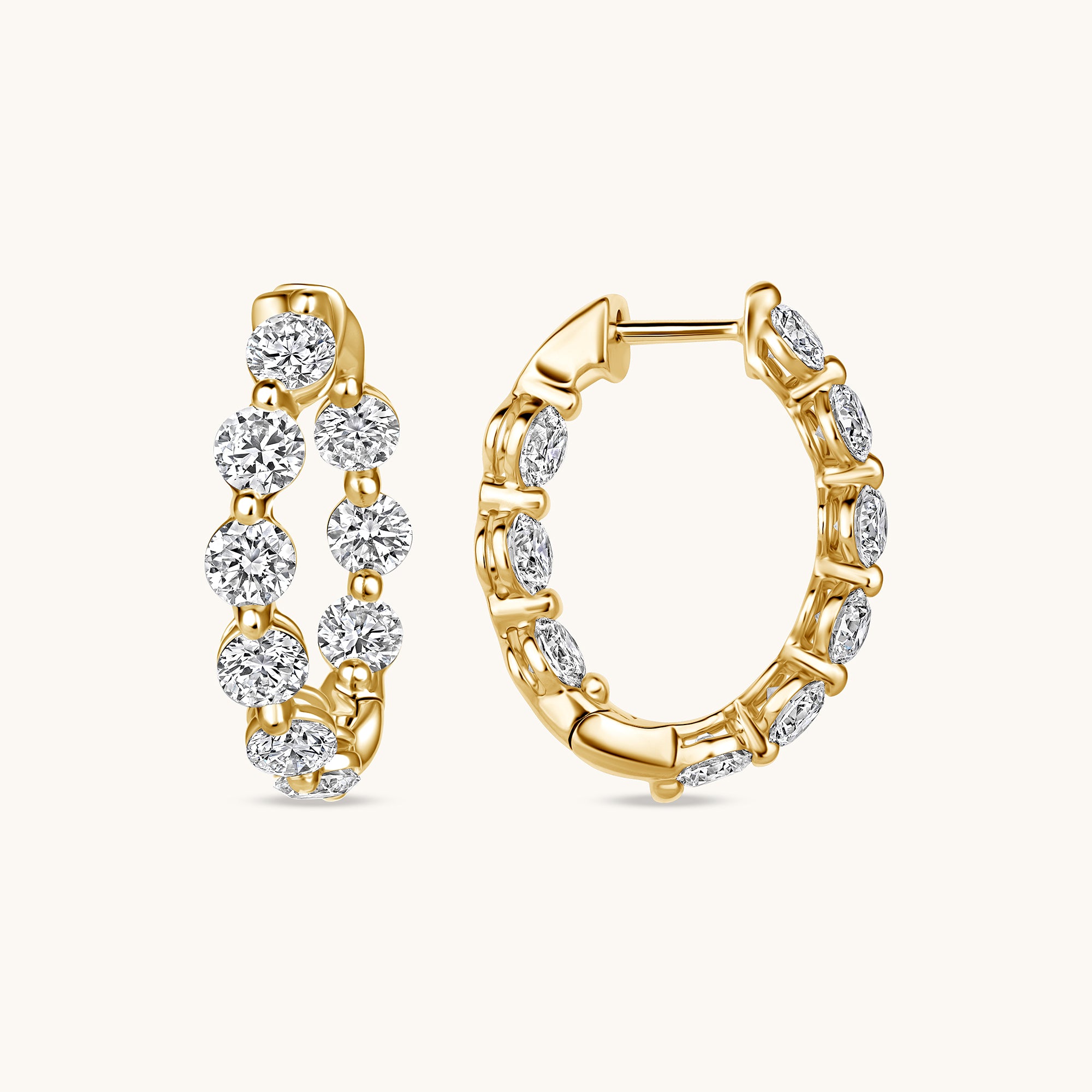 Yellow Gold Inside Out Lab Diamond Hoop Earrings