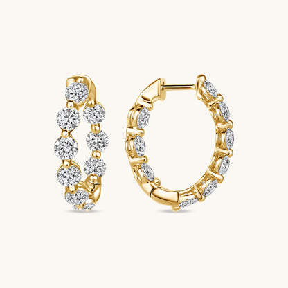 Yellow Gold Inside Out Lab Diamond Hoop Earrings
