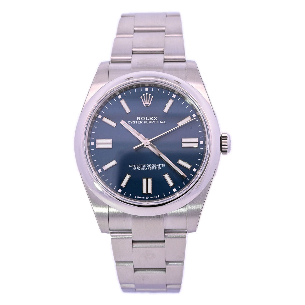 Rolex Datejust Stainless Steel 41mm Blue Stick Dial Watch Reference #: 124300 - Happy Jewelers Fine Jewelry Lifetime Warranty