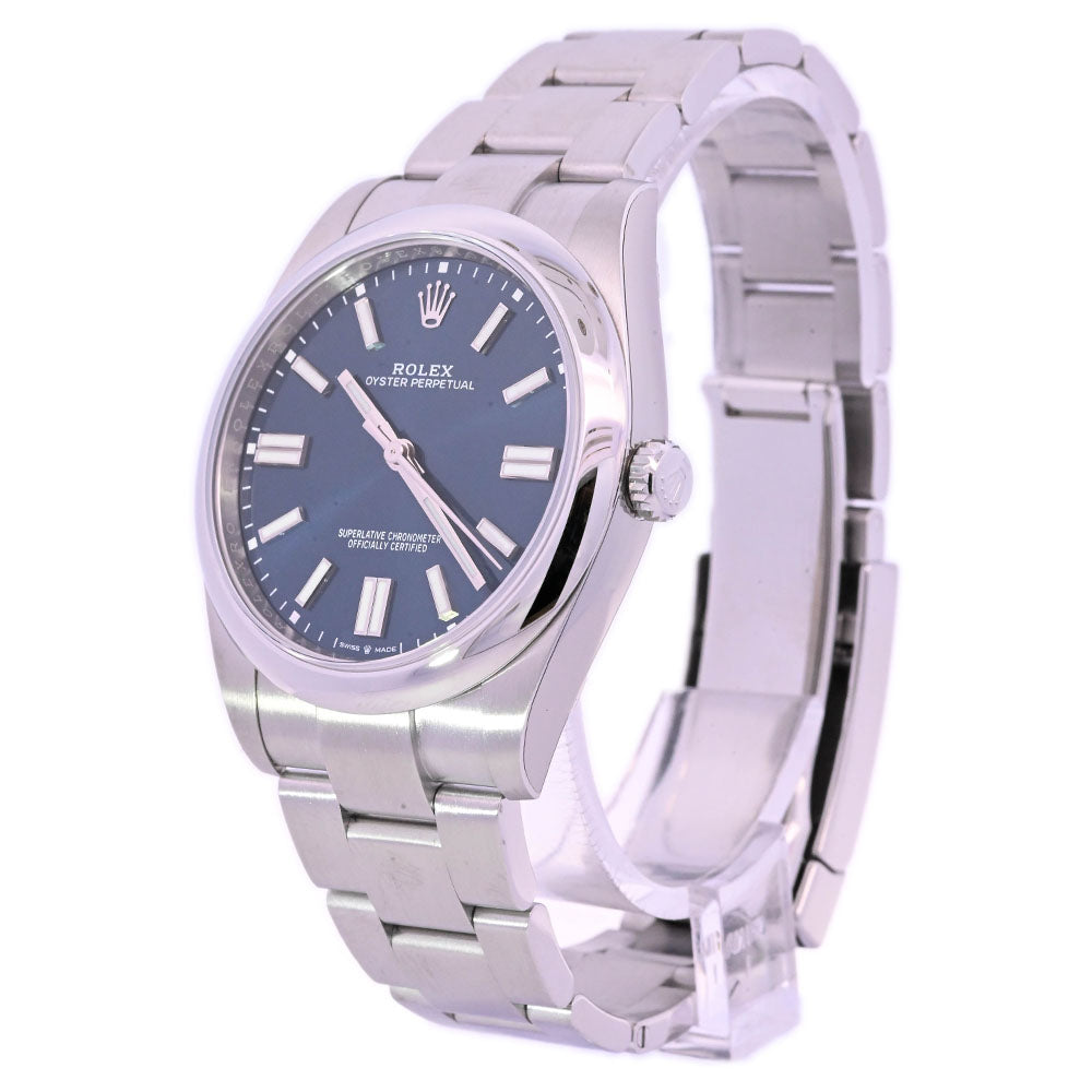 Rolex Datejust Stainless Steel 41mm Blue Stick Dial Watch Reference #: 124300 - Happy Jewelers Fine Jewelry Lifetime Warranty