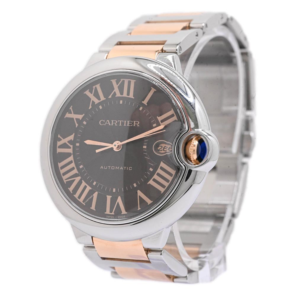 Cartier Ballon Bleu 42mm Stainless Steel Case, Chocolate Roman dial Watch Reference #: W6920032 - Happy Jewelers Fine Jewelry Lifetime Warranty