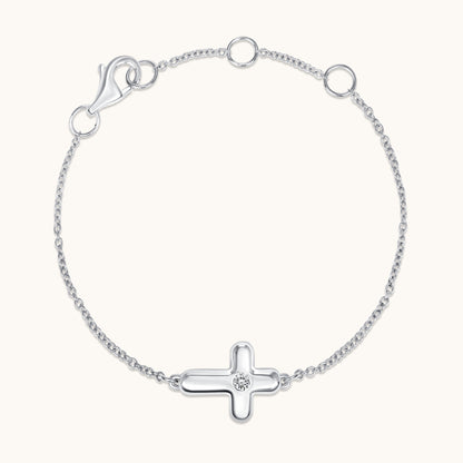 Kid's Bezzle Diamond Bubble Cross Bracelet - Happy Jewelers Fine Jewelry Lifetime Warranty
