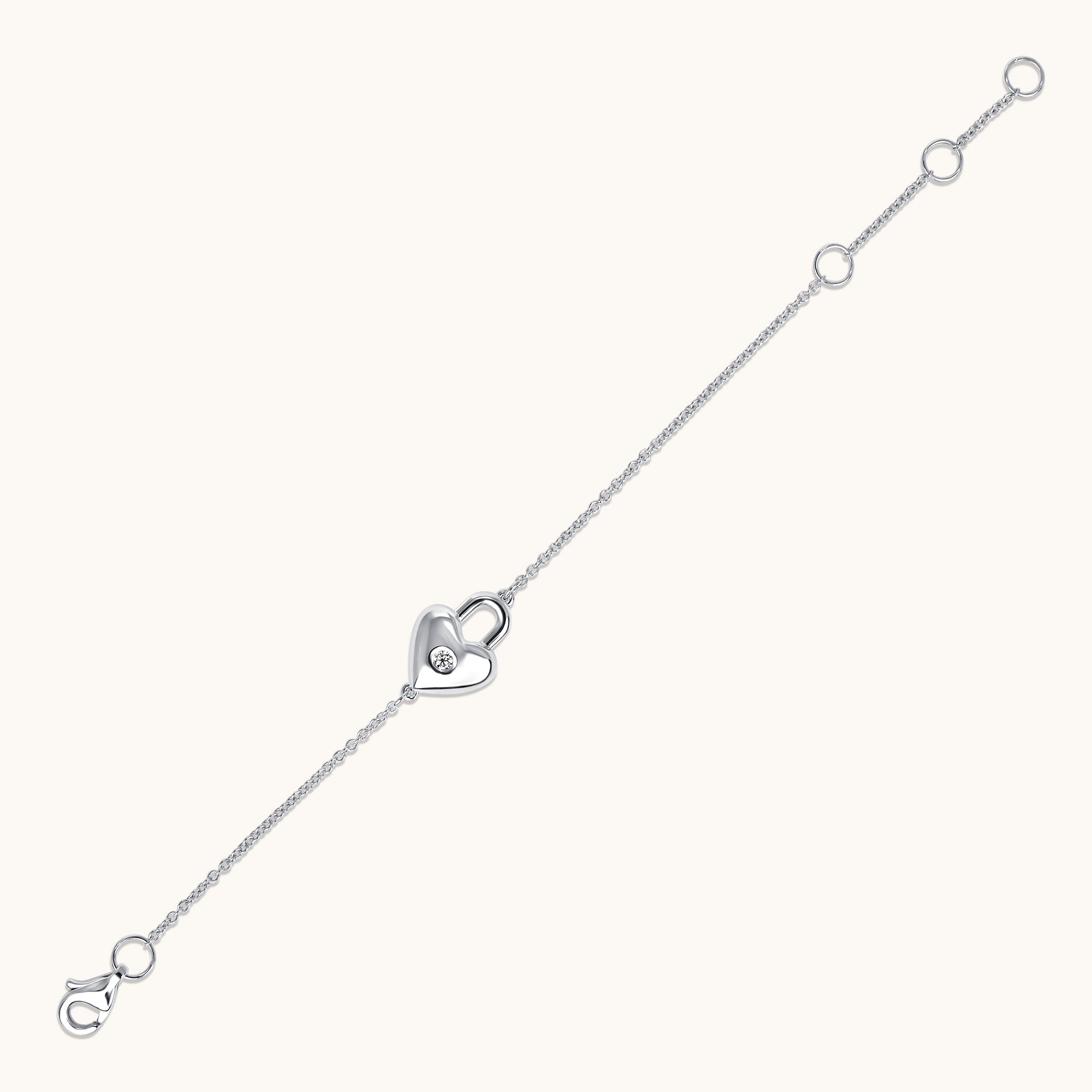 Kid's Bezzle Diamond Heart Lock Bracelet - Happy Jewelers Fine Jewelry Lifetime Warranty