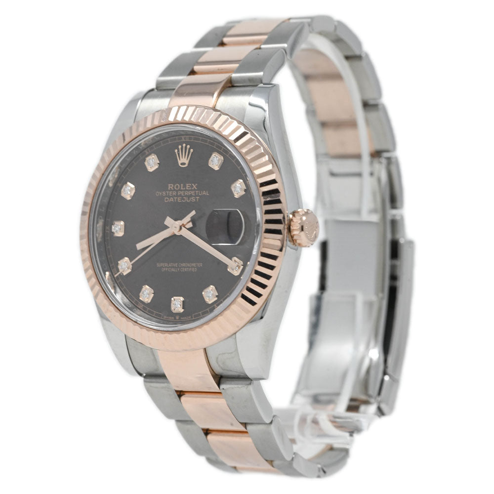 Rolex Mens Datejust Everose & Stainless Steel 41 Chocolate Diamond Dial Watch Reference# 126331 - Happy Jewelers Fine Jewelry Lifetime Warranty