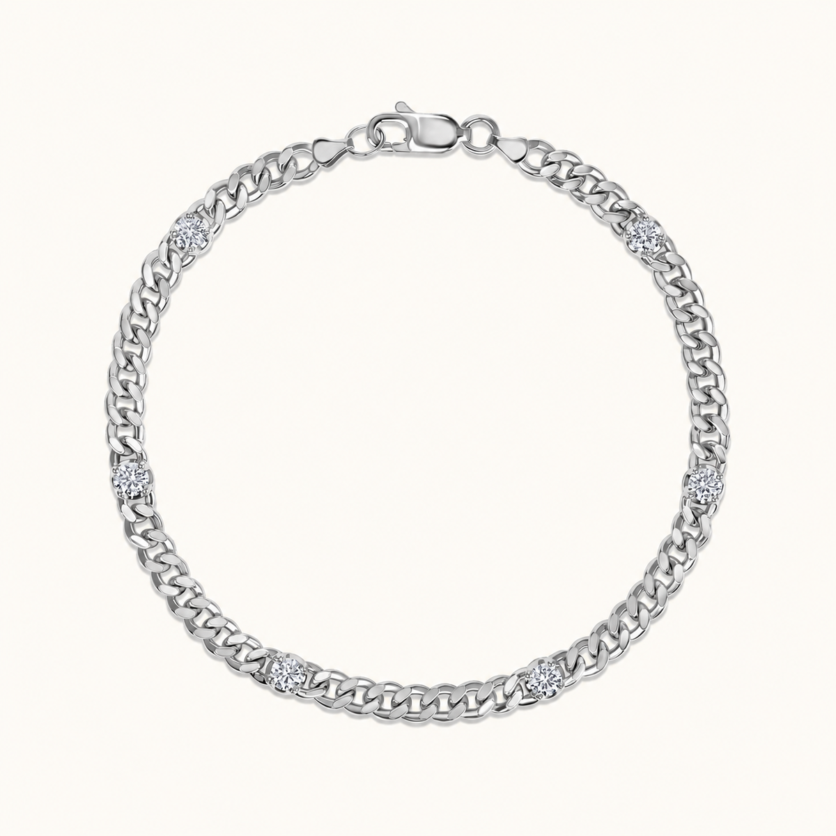 Lab Diamond Curb Chain Bracelet