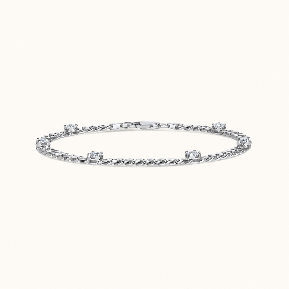 Lab Diamond Curb Chain Bracelet
