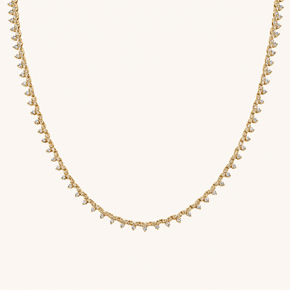 Yellow Gold Lab Diamond Cluster Tennis Necklace
