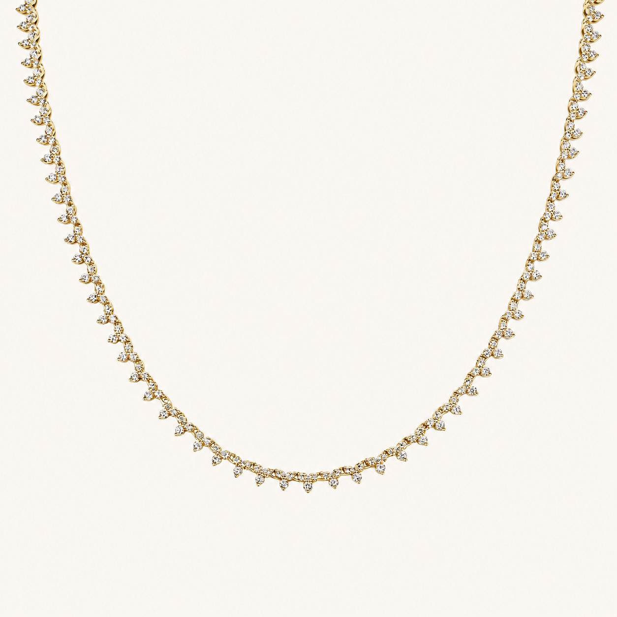 Lab Diamond Cluster Tennis Necklace