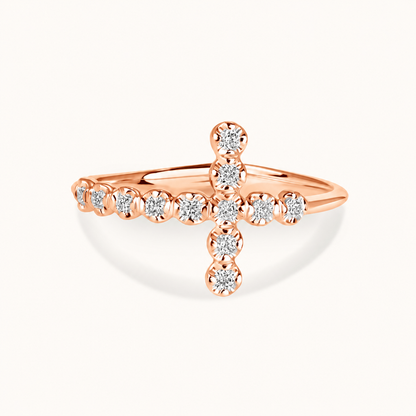 Large Diamond Bubble Cross Ring