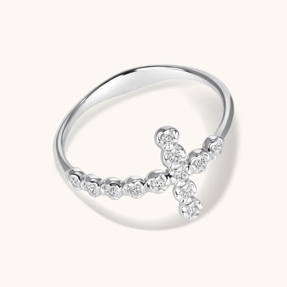 Large Diamond Bubble Cross Ring