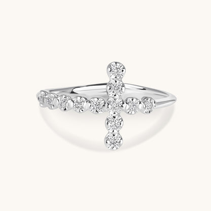 Large Diamond Bubble Cross Ring