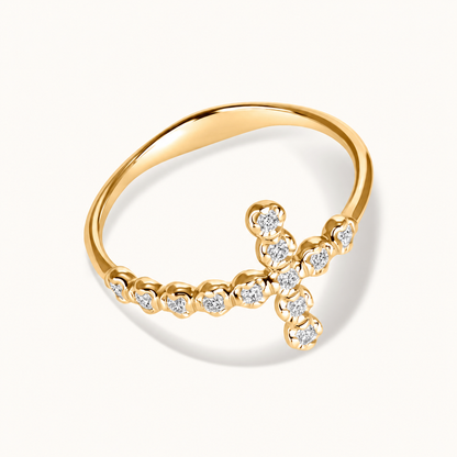 Large Diamond Bubble Cross Ring