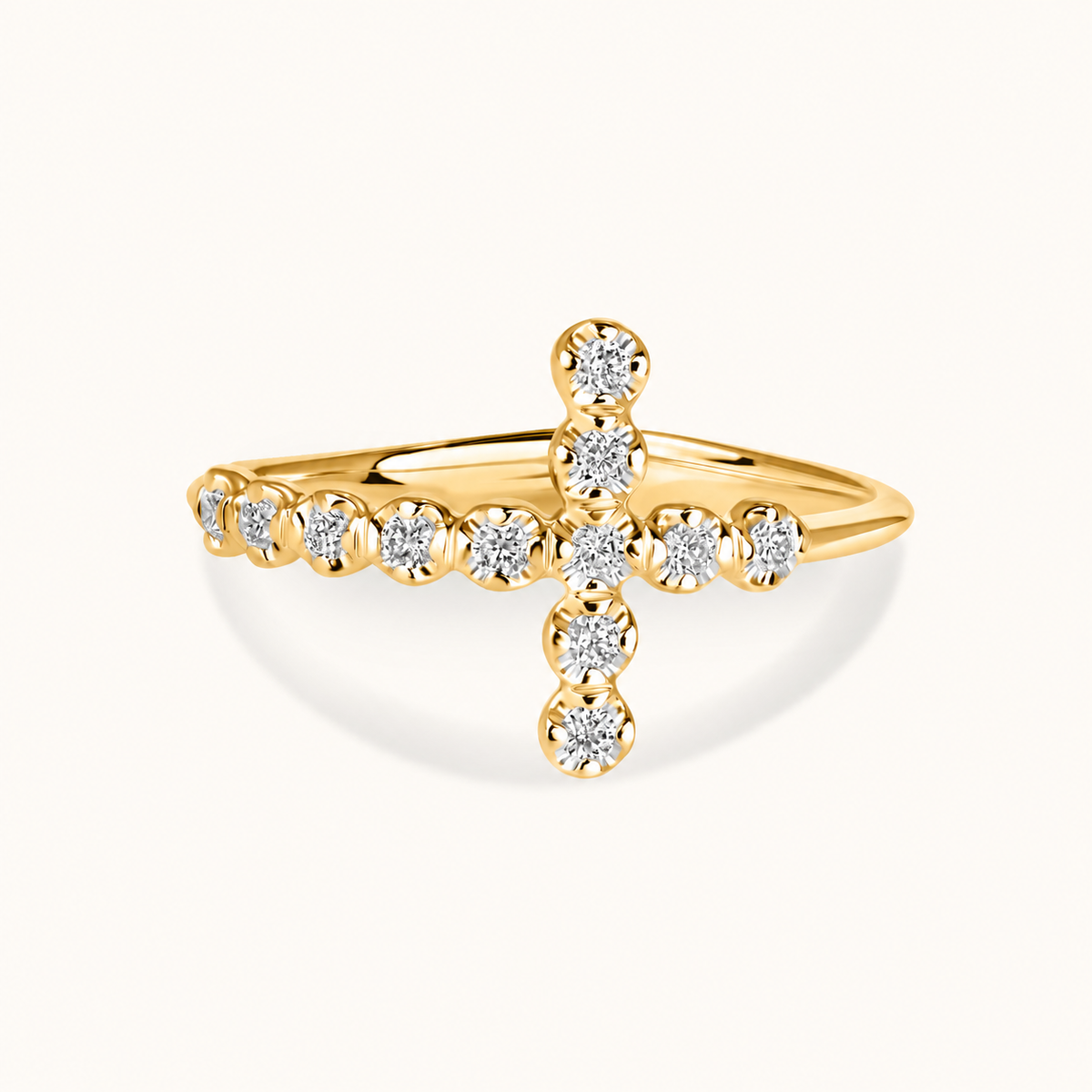 Large Diamond Bubble Cross Ring