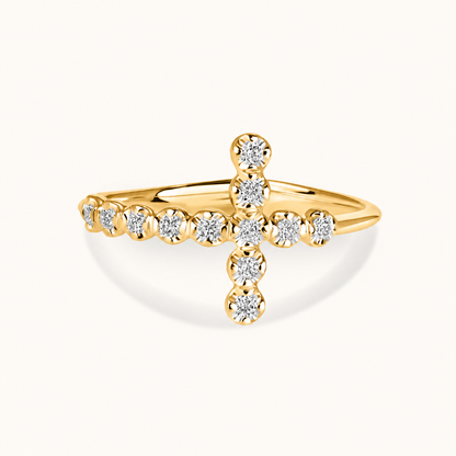 Large Diamond Bubble Cross Ring