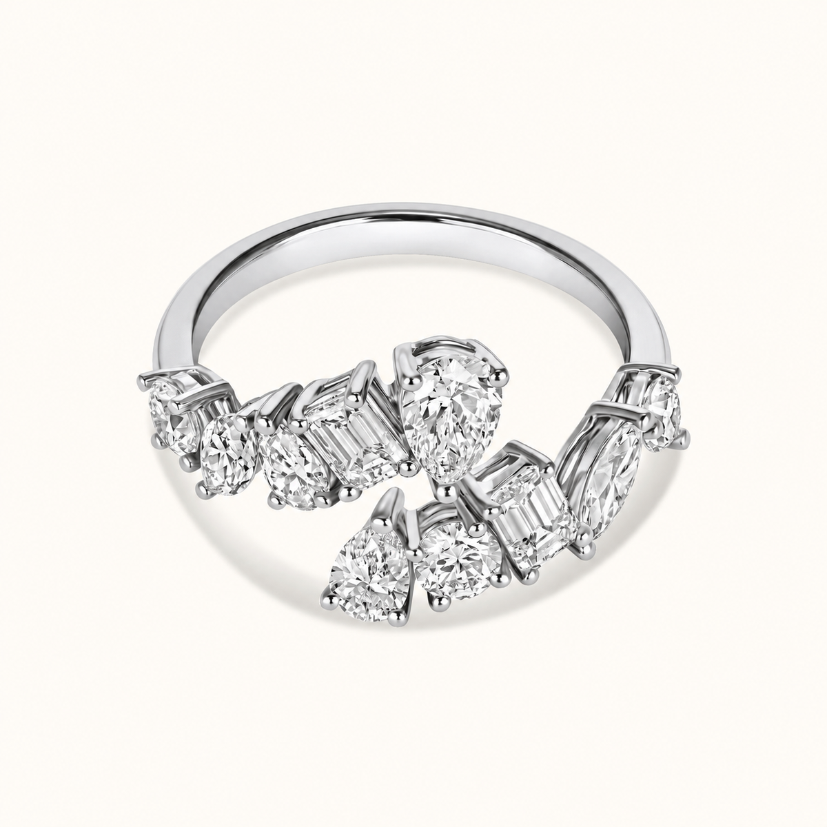 Large Multi-Diamond Open Cocktail Ring