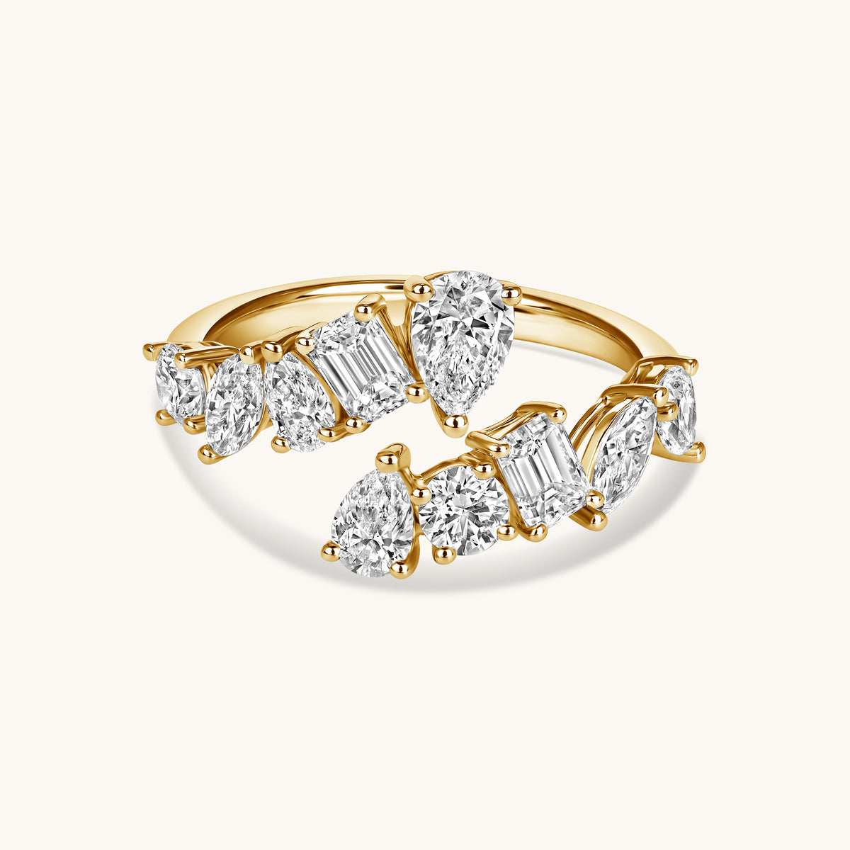 Large Multi-Diamond Open Cocktail Ring