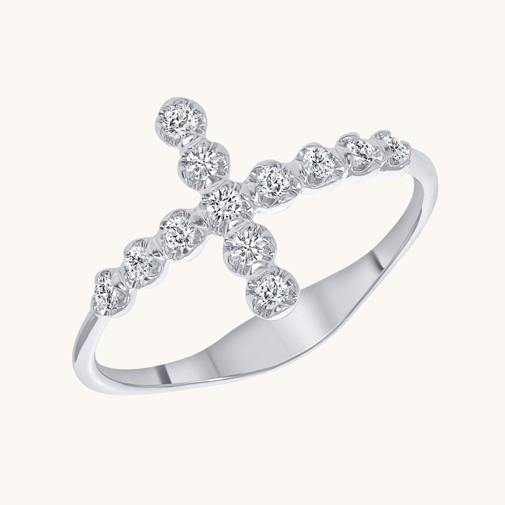 Large Diamond Bubble Cross Ring