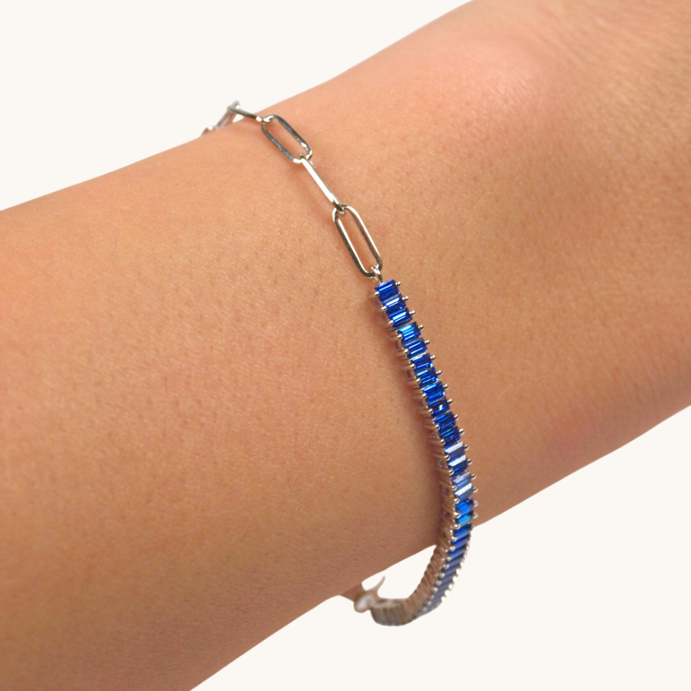 Blue Sapphire Linked Up Chain Bracelet