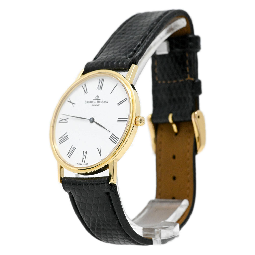 Baume & Mercier Ladies Classima 18K Yellow Gold 32mm White Roman Dial Watch Reference #: MV045088 - Happy Jewelers Fine Jewelry Lifetime Warranty