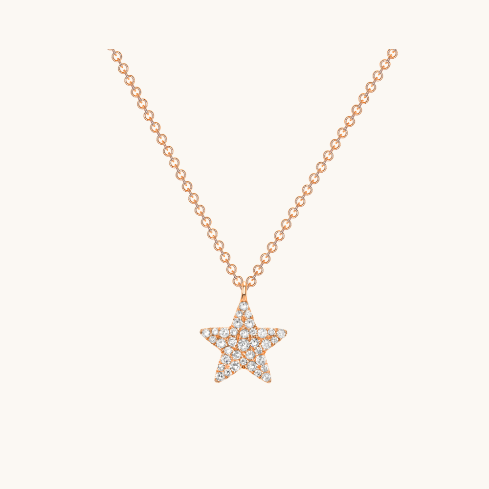 Mini Pave Diamond Star Necklace