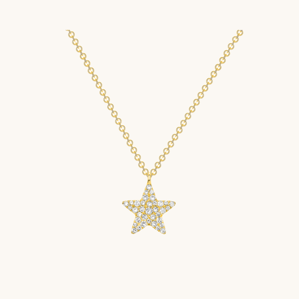 Mini Pave Diamond Star Necklace