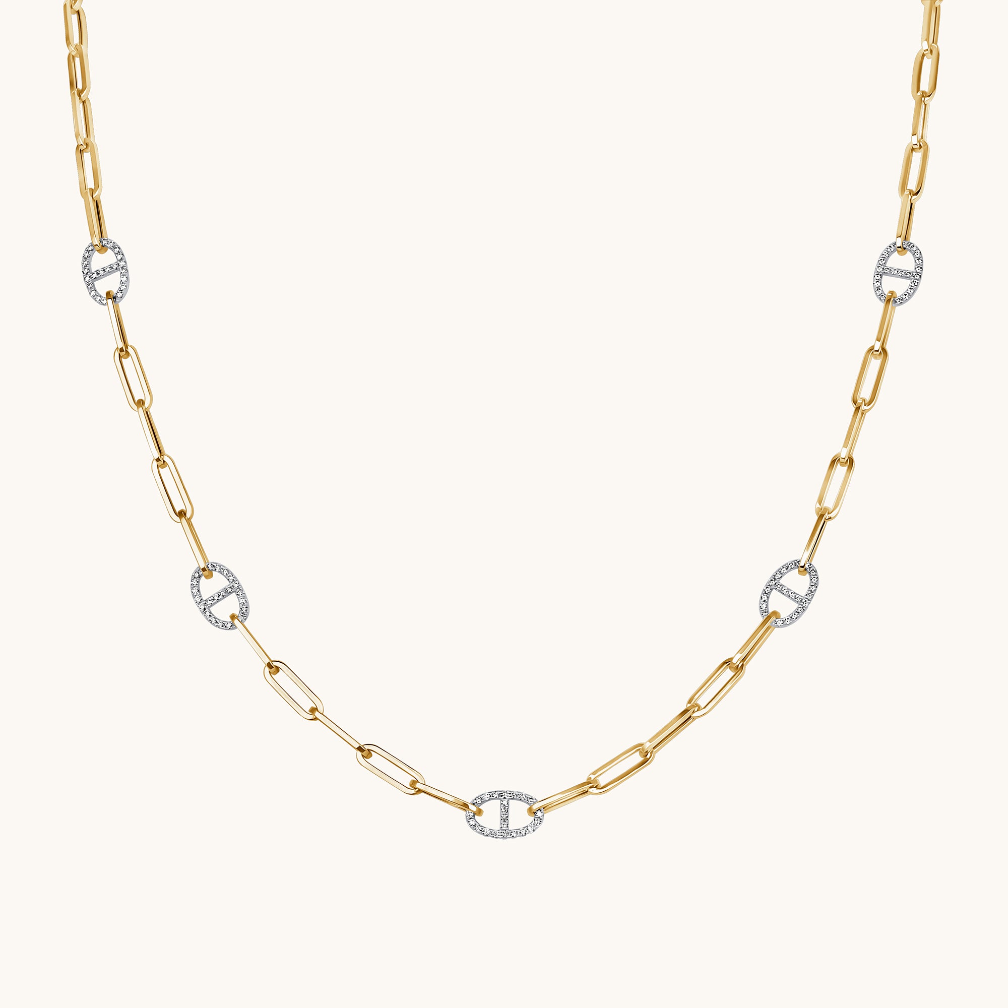 Two Tone Gold Mariner Paperclip Chain Necklace