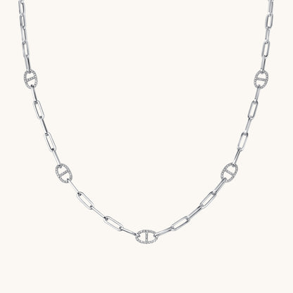 White Gold Mariner Paperclip Chain Necklace