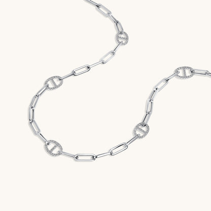 White Gold Mariner Paperclip Chain Necklace