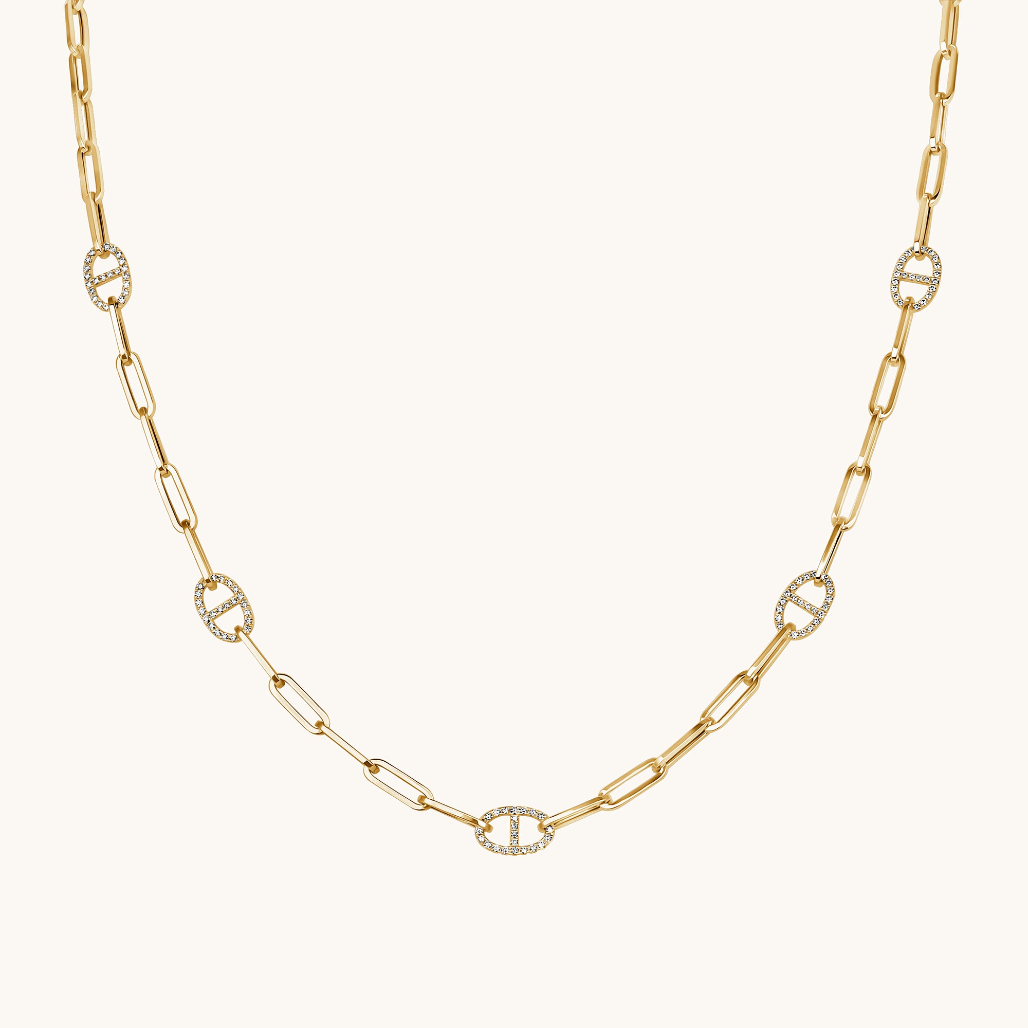 Yellow Gold Mariner Paperclip Chain Necklace