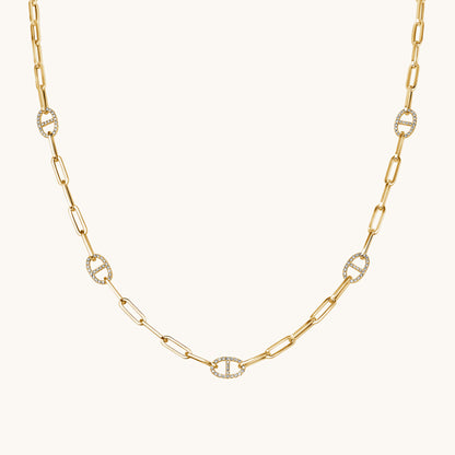 Yellow Gold Mariner Paperclip Chain Necklace